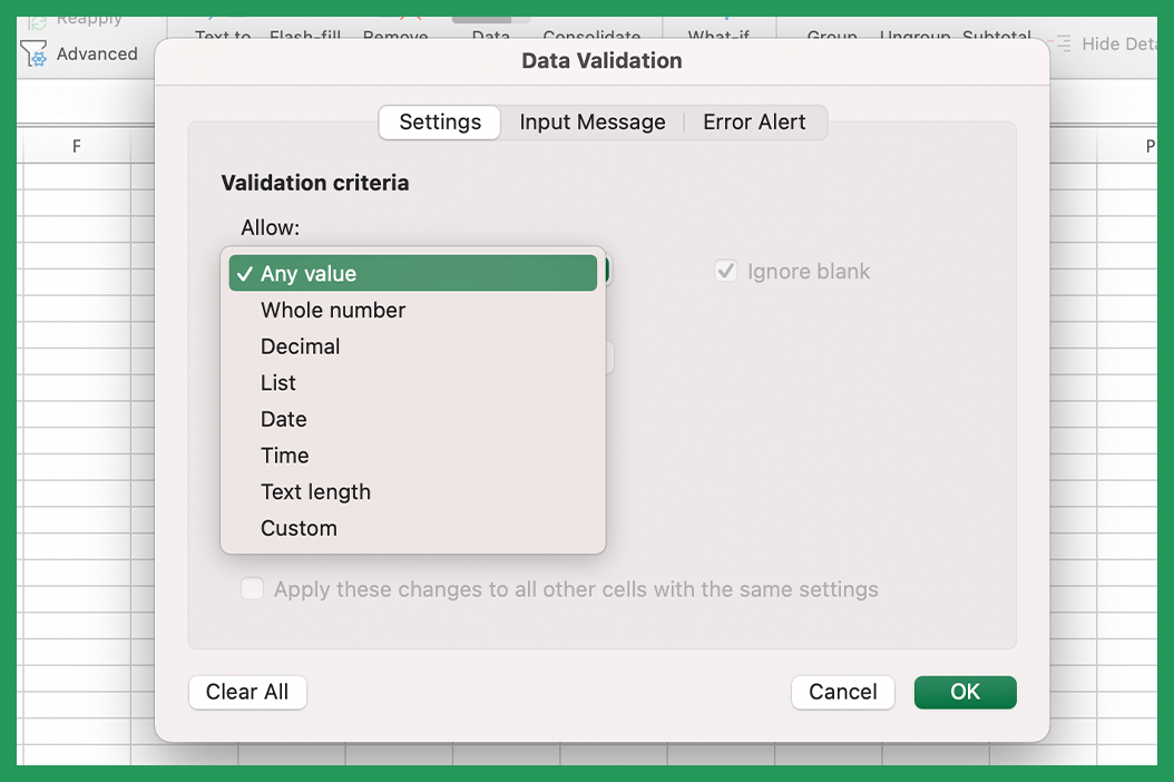 Data Validation Modal