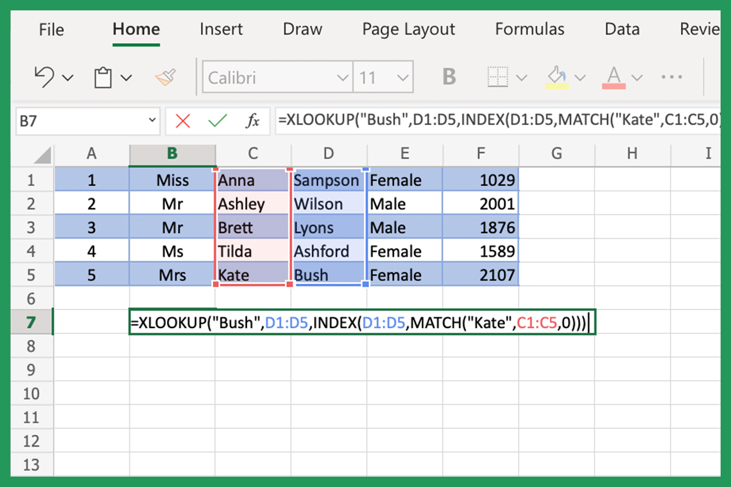 Screenshot showing long XLOOKUP formula with multiple criteria