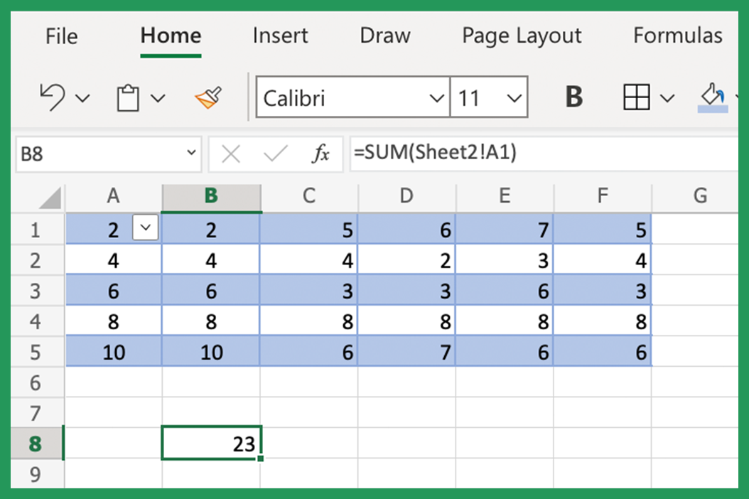 Using SUM to reference cell in separate worksheet
