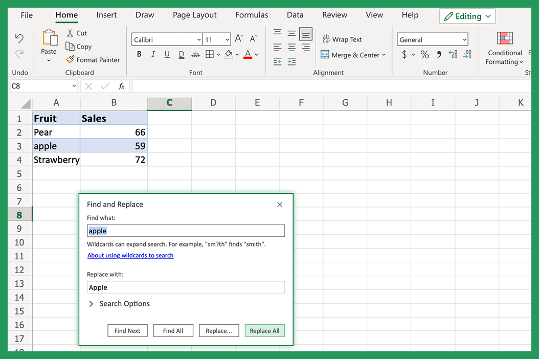 Replacing lowercase with uppercase in Excel
