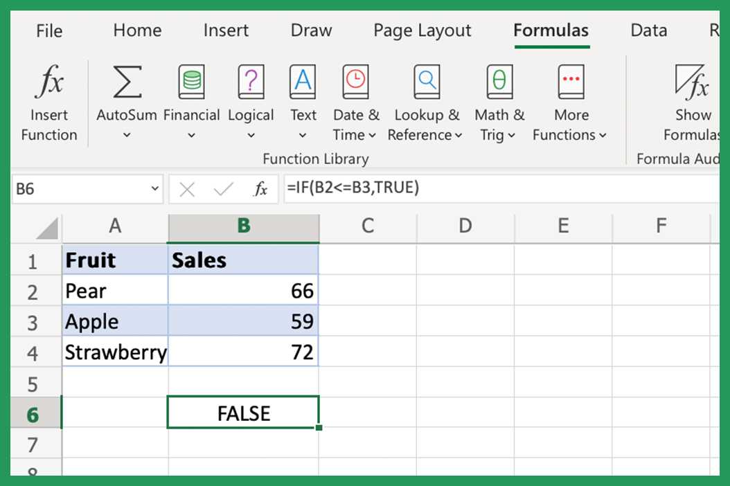 IF excel statement showing as False
