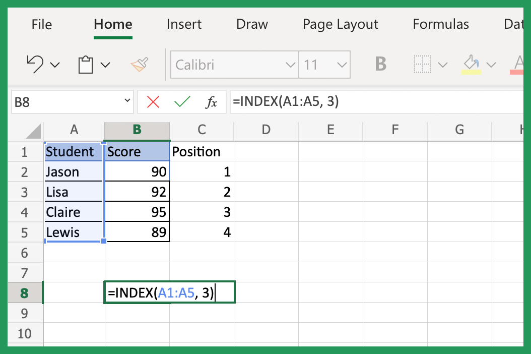 Another index match example