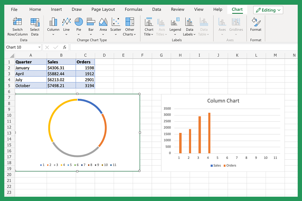 Switching Axes in Pie Doughnut Chart