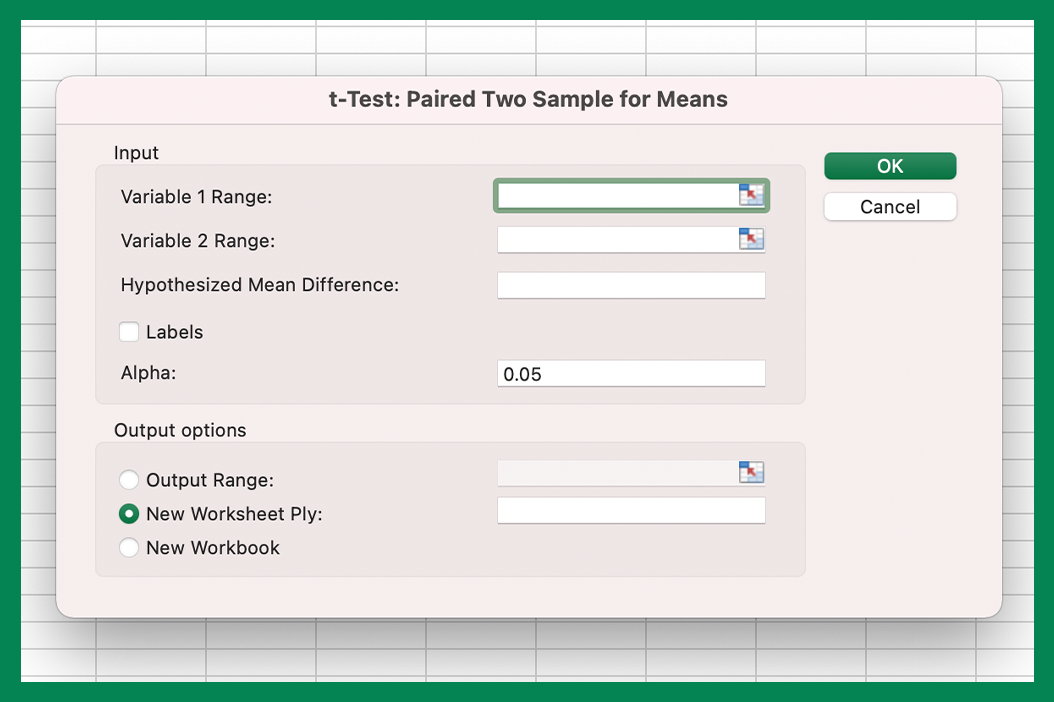 T-test-excel