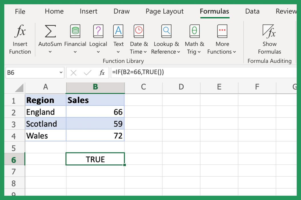 TRUE Excel formula with IF argument