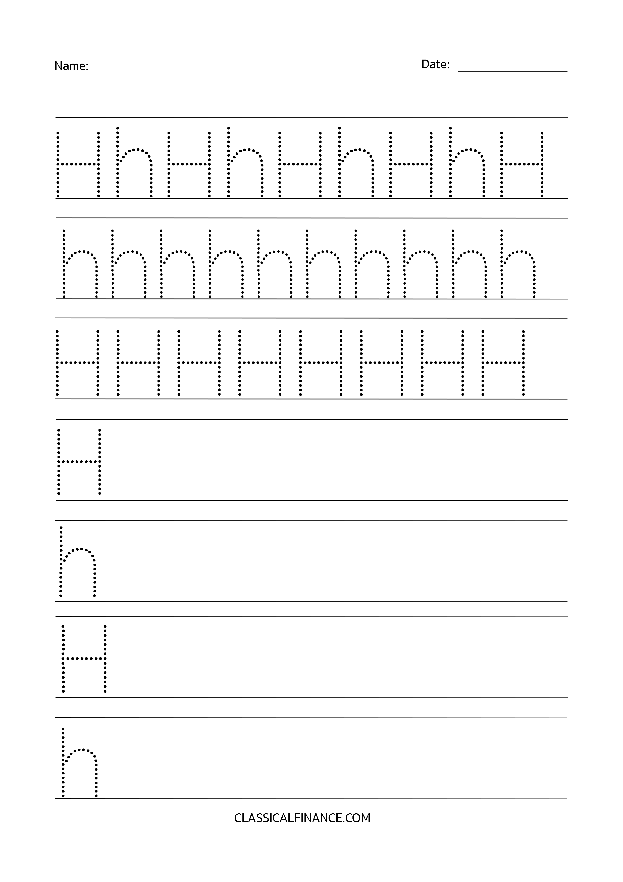 Letter H Worksheet 1