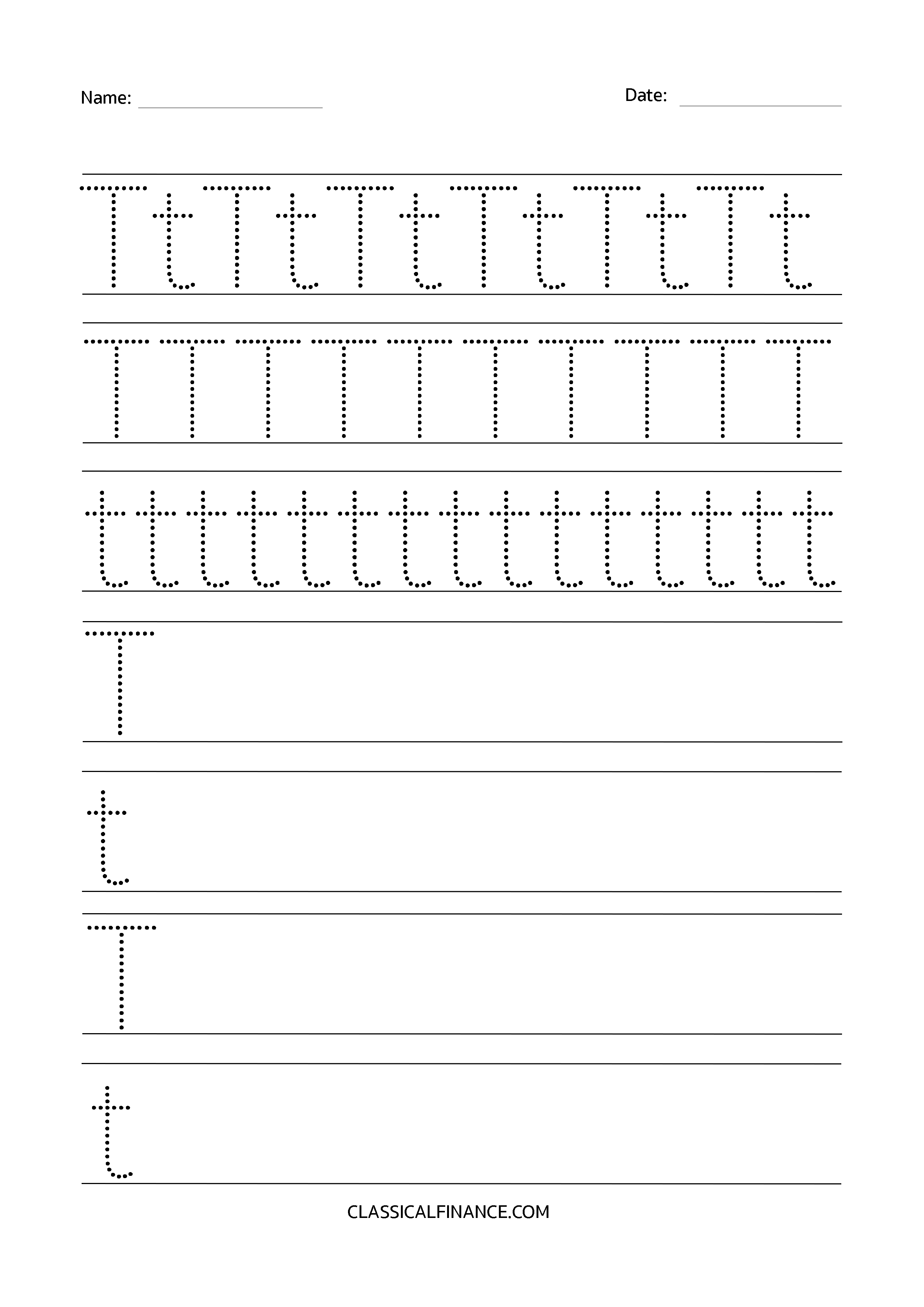 Letter T Worksheet 1