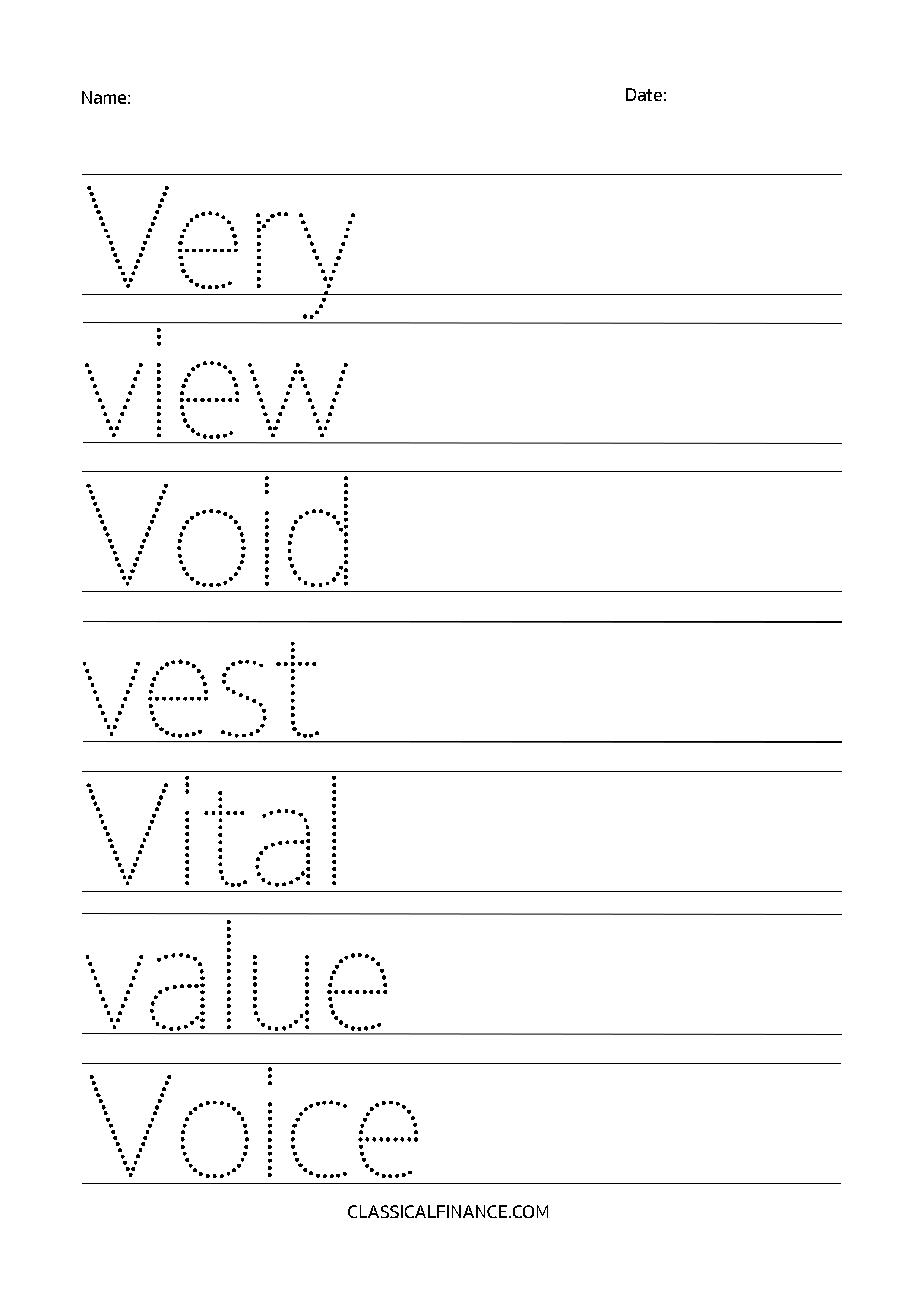 Letter V Worksheet 2