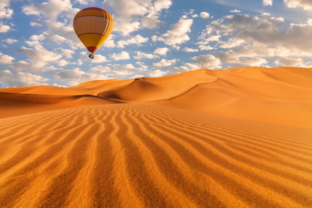 Hot Air Balloon Over Desert