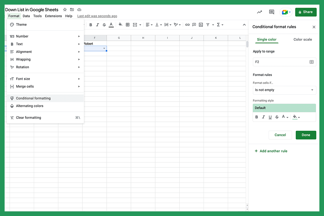 Conditional Formatting For A Drop-Down List