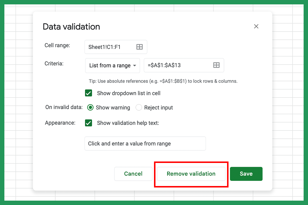 Remove validation to remove drop-down-list