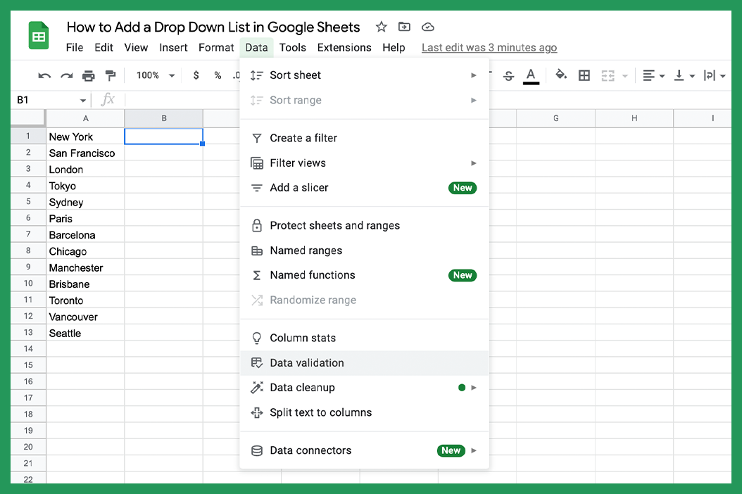 Data Validation for drop-down list