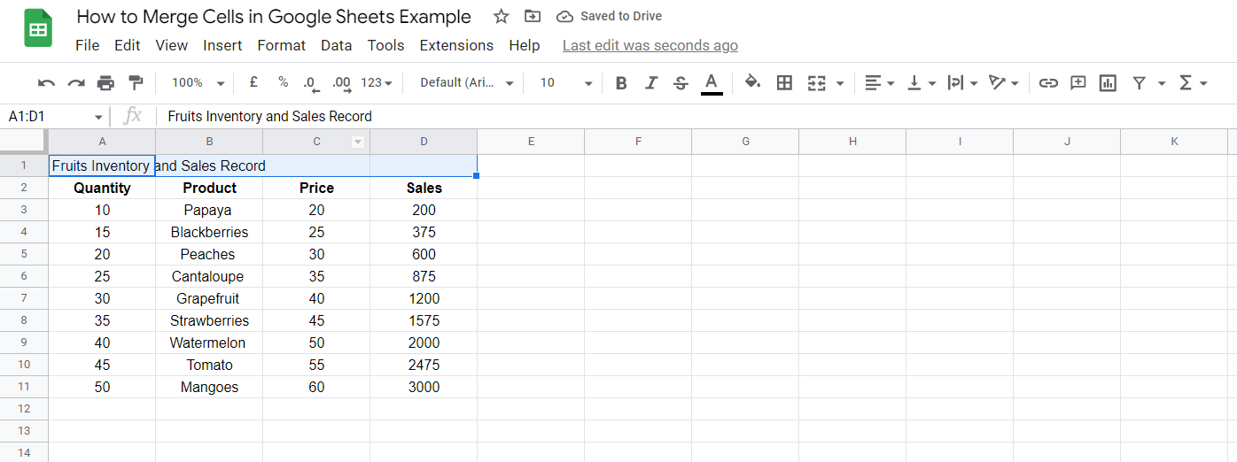 preparation for merge by highlighting cells