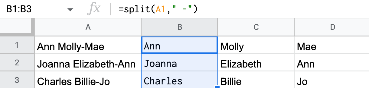 using two delimiters to split first and second names