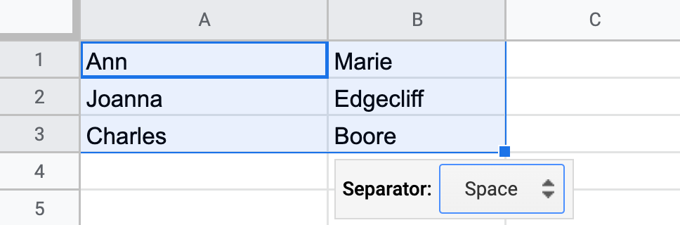 Separating text to columns using the space separator