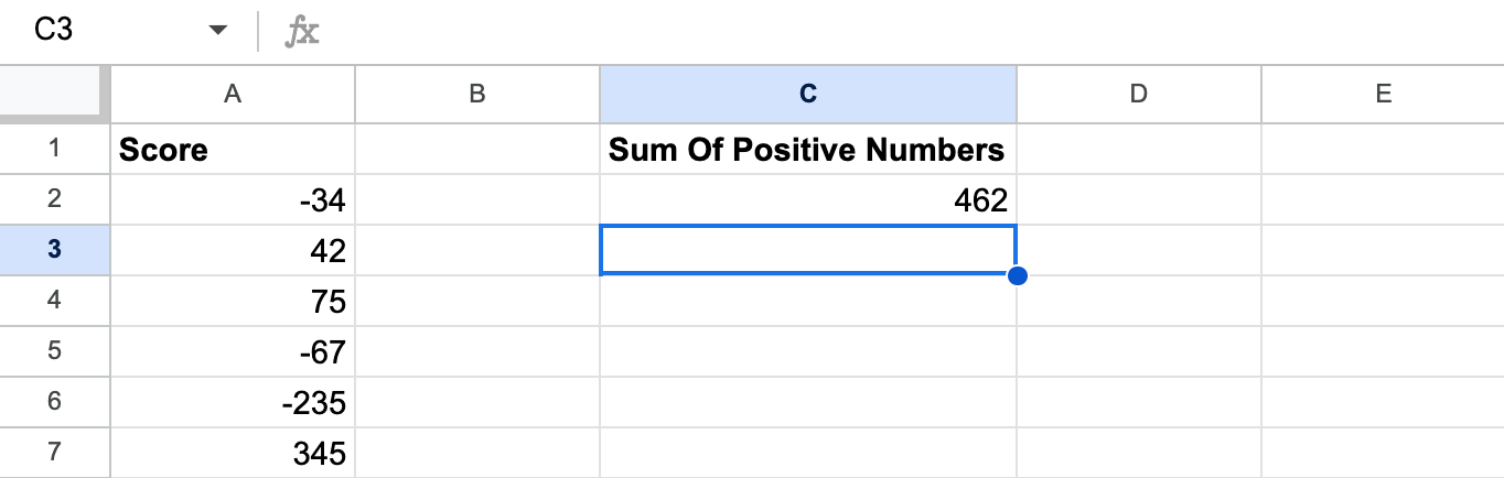 Result of the SUMIF function examples