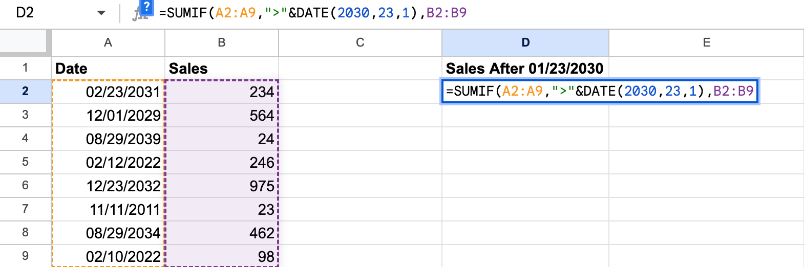 SUMIF Formula to filter on date