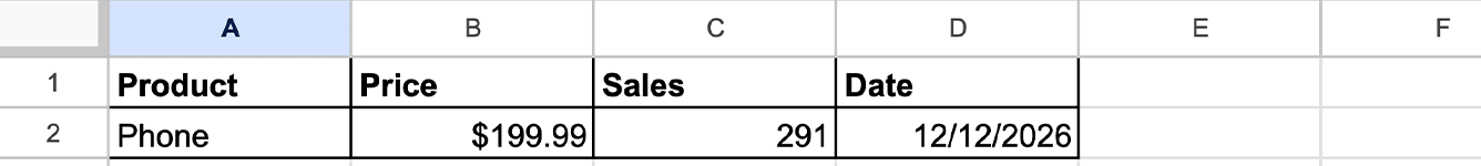 Table with borders