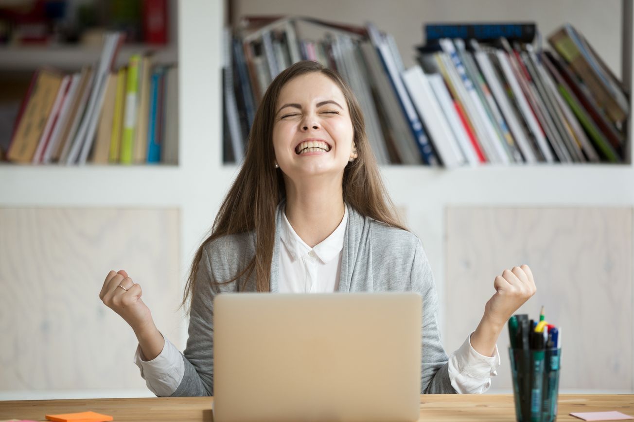 Lady celebrating a new job