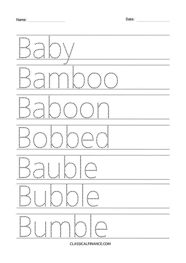 Letter b worksheets trace draw learn