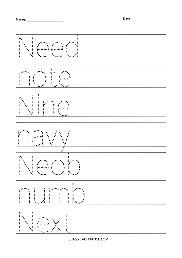 Letter n worksheets trace draw learn