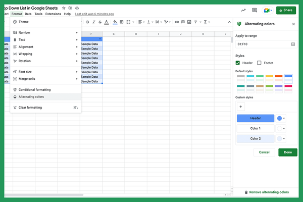 how to add a drop down list in google sheets